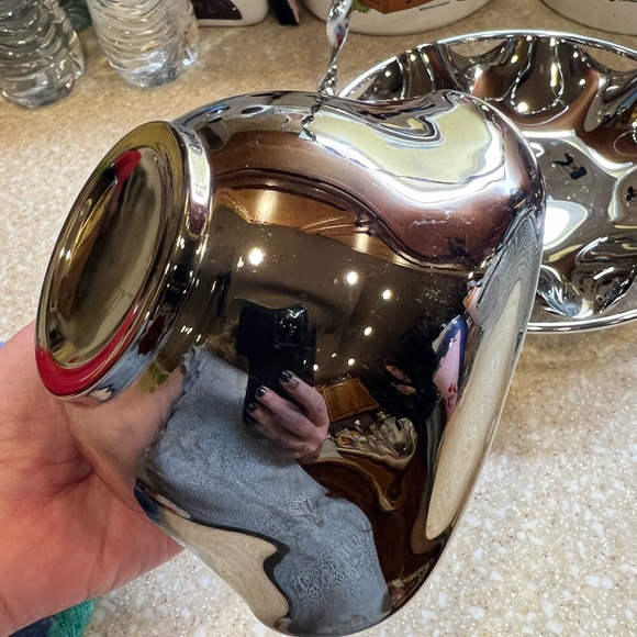 Vintage Sliver Toned Glass 2 Tier Dessert Candy Dish 10.5 Tall Non Tarnish - Picture 12 of 14